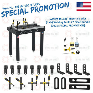 US168105.X7: System 16 2'x3' Imperial Series (Inch) Welding Table 27 Piece Bundle (2025 SPECIAL PROMOTION)