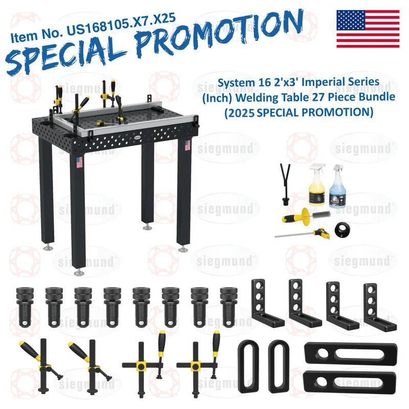 Load image into Gallery viewer, US168105.X7: System 16 2&#39;x3&#39; Imperial Series (Inch) Welding Table 27 Piece Bundle (2025 SPECIAL PROMOTION)
