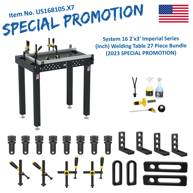 Load image into Gallery viewer, US168105.X7: System 16 2&#39;x3&#39; Imperial Series (Inch) Welding Table 27 Piece Bundle (2023 SPECIAL PROMOTION)
